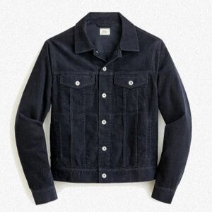 J. Crew MENS Trucker Jacket in Stretch Corduroy Button Up Navy (M)